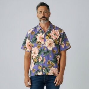 Reyn Spooner Shirt Men's XL Purple Hawaiian Aloha  Floral Print Rayon